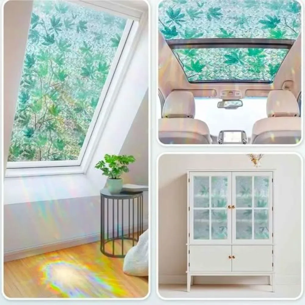 Window film with Mesmerizing Rainbow Effect, Leaf Rainbow, 35.4